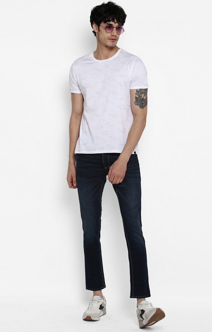 Spykar White Printed Slim Fit Men T-Shirts