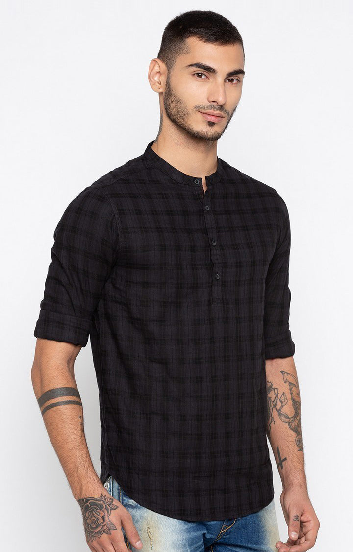 Spykar Men'S Black Cotton Checked Casual Shirts