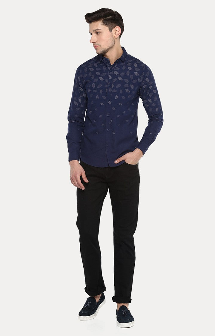 Spykar Men'S Blue Cotton Printed Casual Shirts