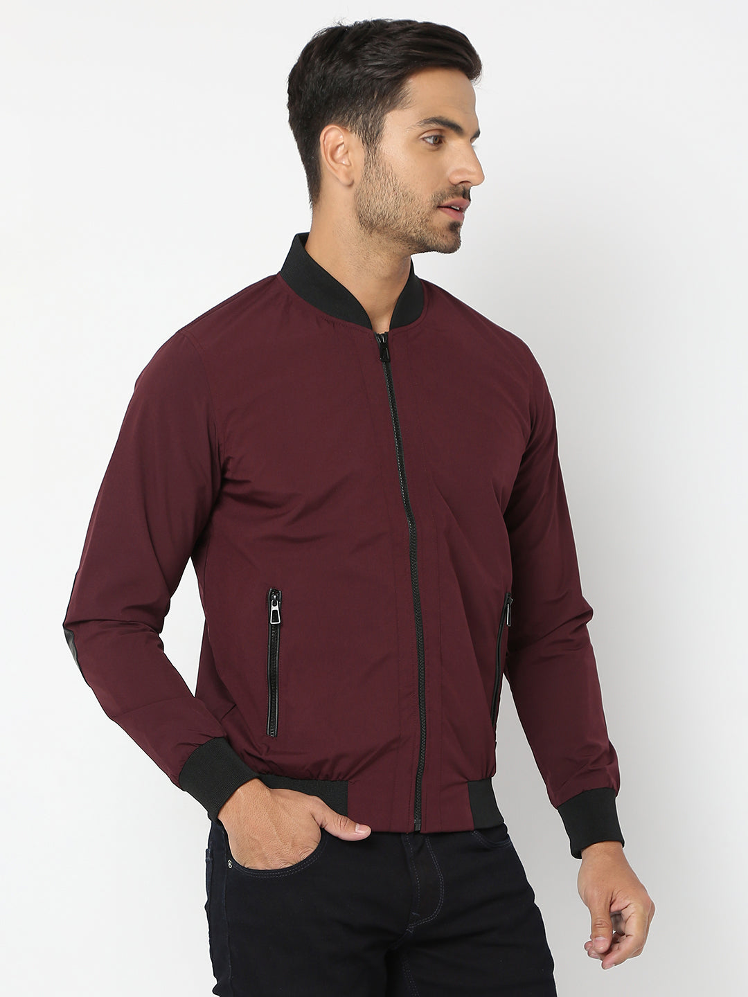 Spykar Men Wine Nylon Regular Fit Jacket