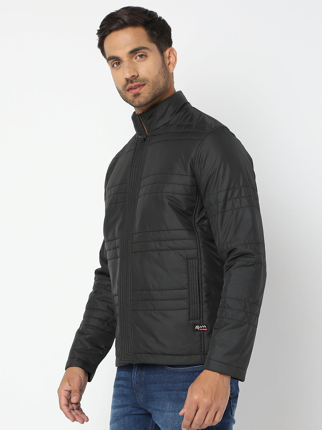 Spykar Men Black Nylon Regular Fit Jacket