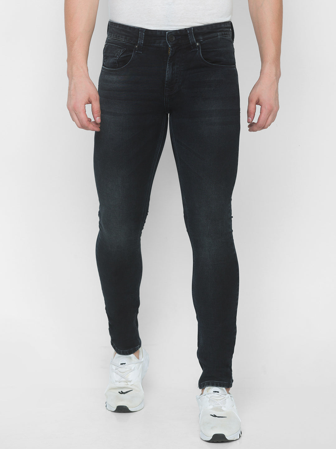 Spykar Men Black Cotton Comfort Fit Straight Fit Jeans (Ricardo)