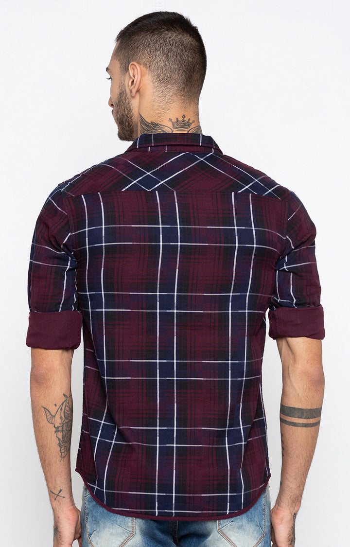 Spykar Men'S Red Cotton Checked Casual Shirts