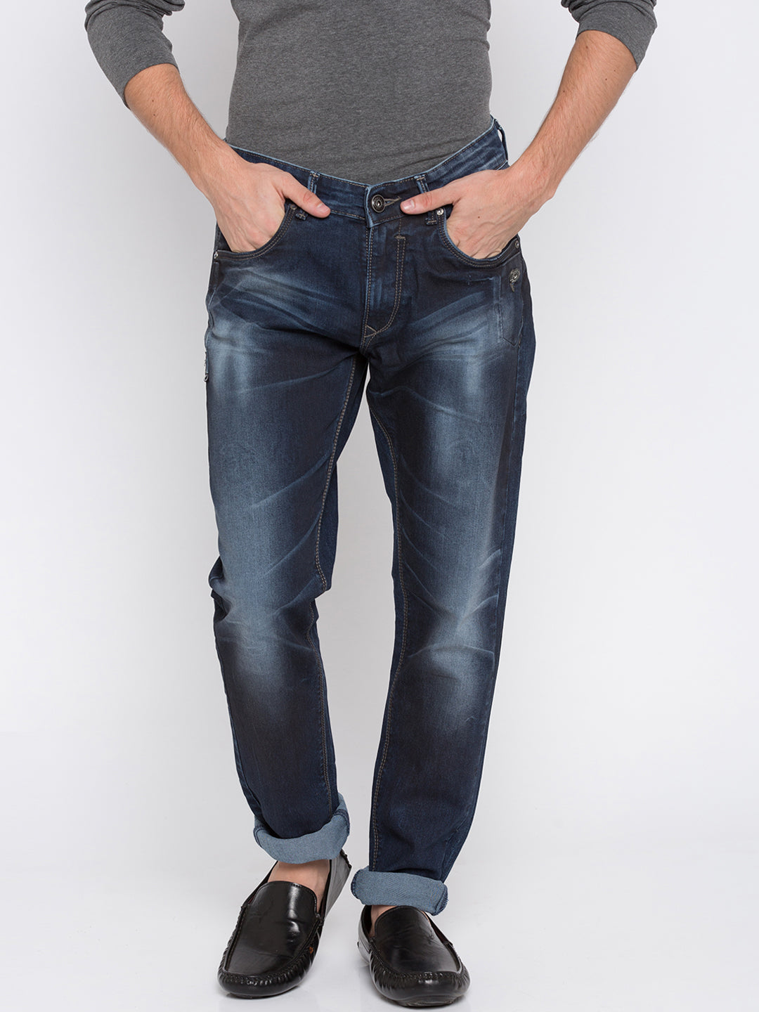 Spykar Men Blue Solid Skinny Fit Jeans