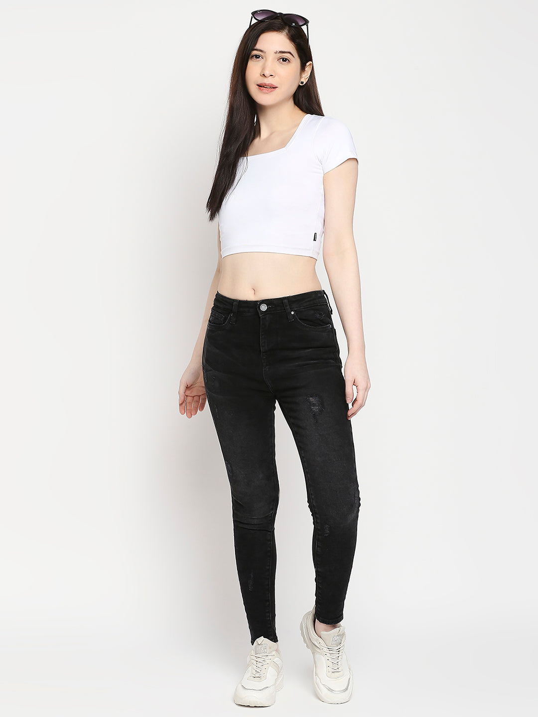 Spykar Black Lycra Super Skinny Ankle Length Jeans For Women (Alexa)