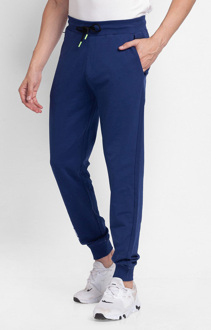 Spykar Indigo Blue Cotton Slim Fit Trackpant For Men