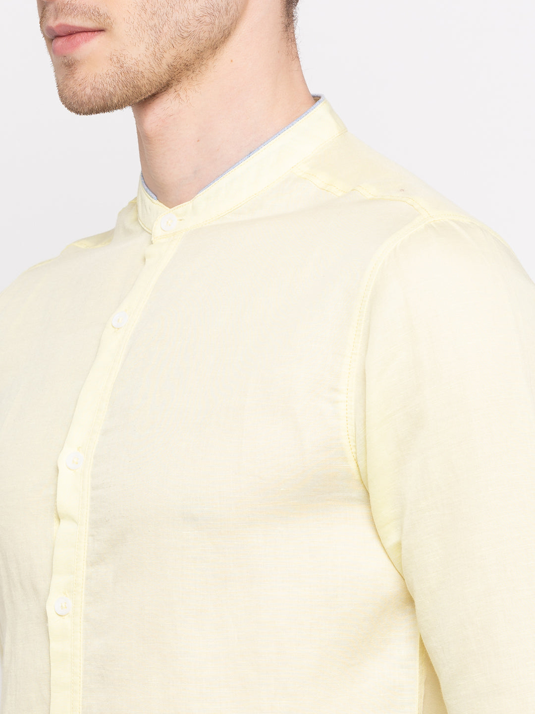 Spykar Slim Fit Men Yellow Cotton Casual Shirt