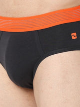 Underjeans By Spykar Men Premium Dark Grey & Olive Cotton Blend Regular Fit Brief - Pack Of 2
