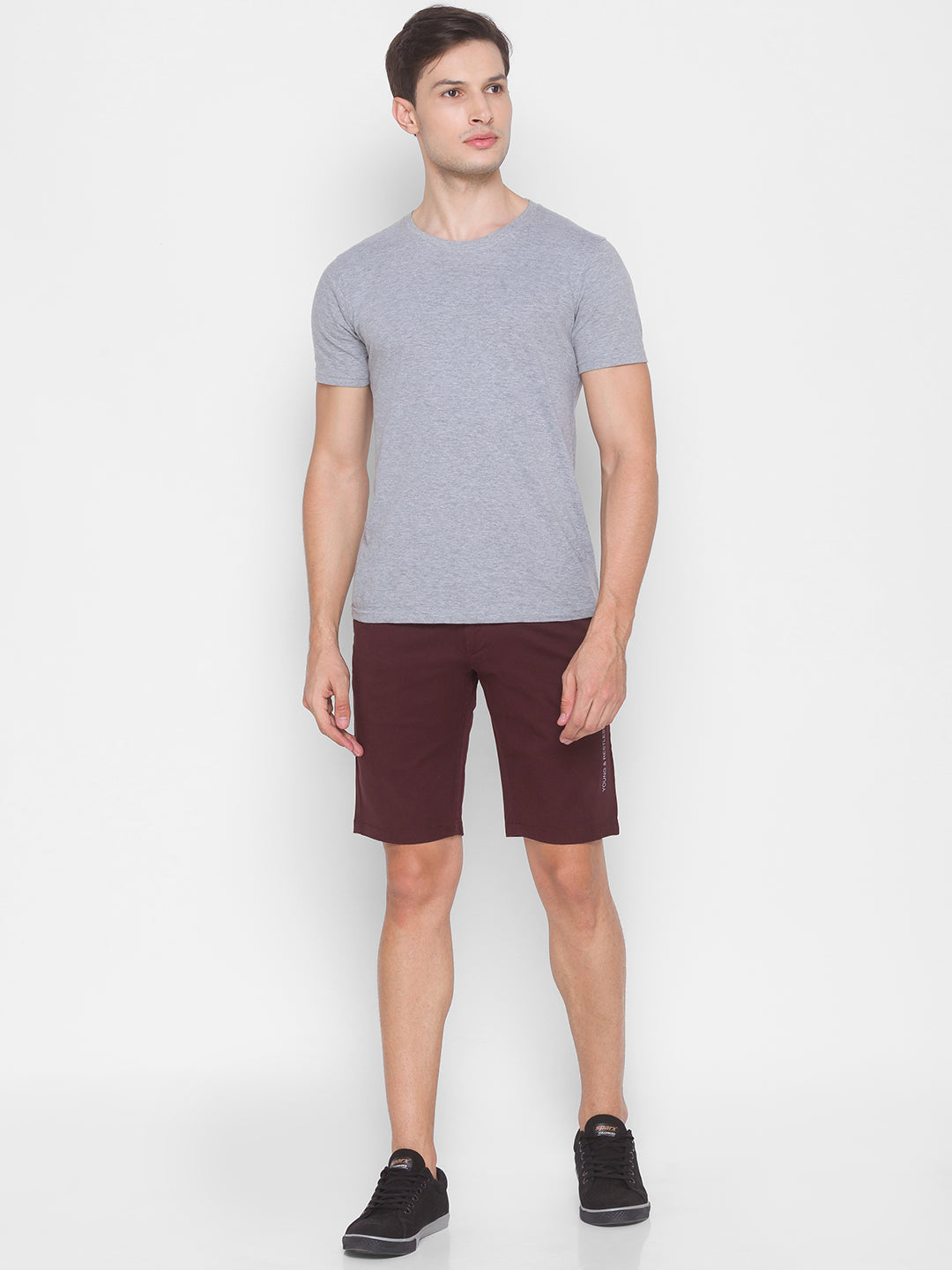 Spykar Men Red Cotton Slim Fit Casual Shorts