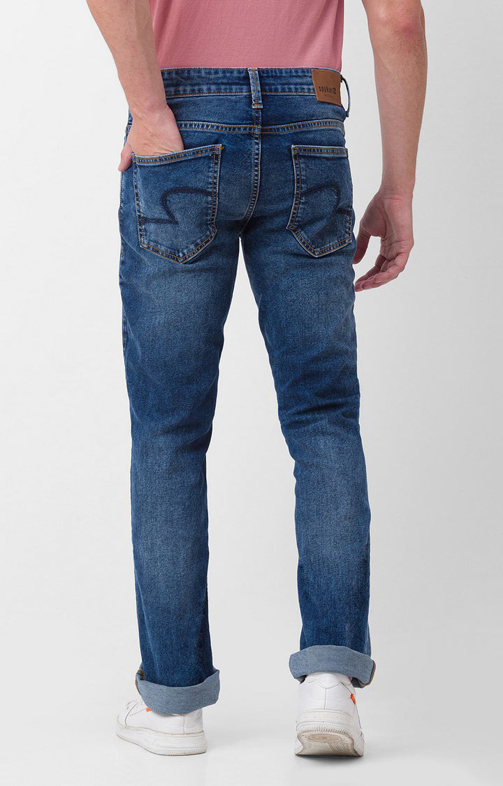 Spykar Dark Blue Cotton Comfort Fit Regular Length Jeans For Men (Rafter)