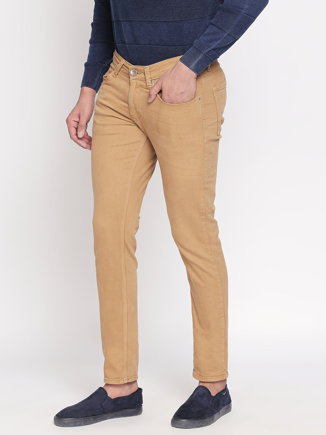 Spykar Men Khaki Solid Slim Fit Jeans