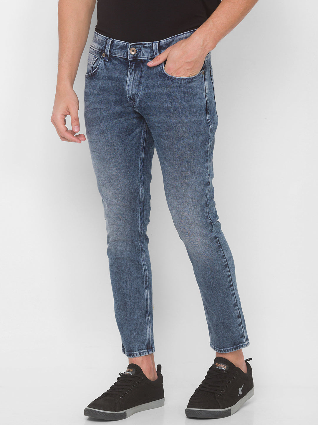 Spykar Men Mid Blue Solid Slim Mid-Rise Jeans (Kano)