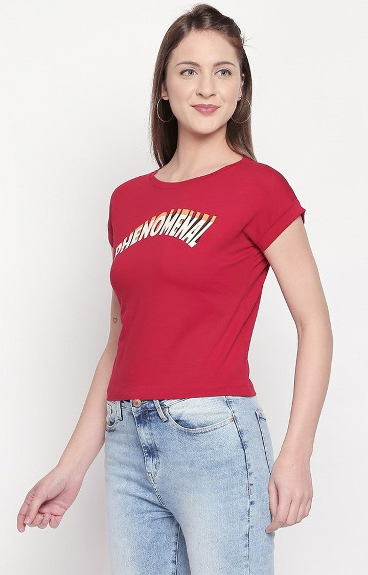 Spykar Red Solid Slim Fit T-Shirt