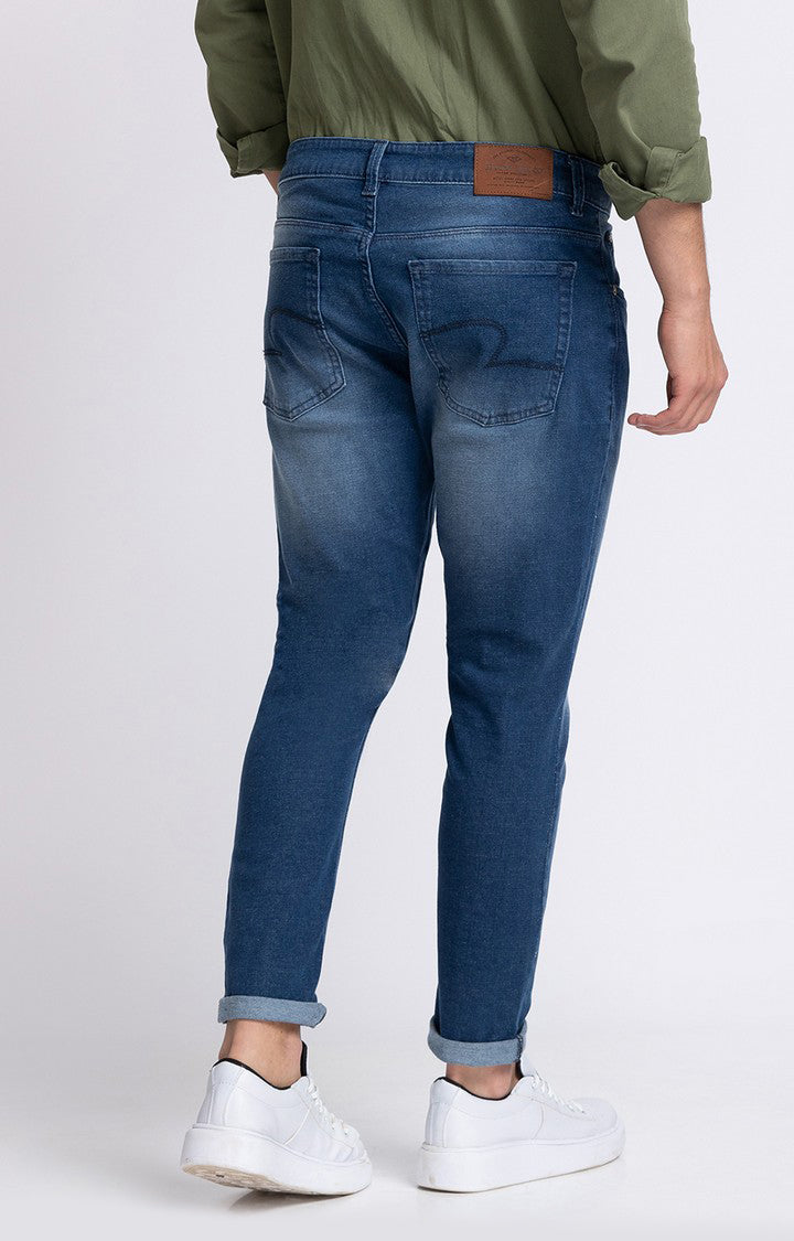 Spykar Men Mid Blue Cotton Slim Fit Tapered Length Jeans (Kano)