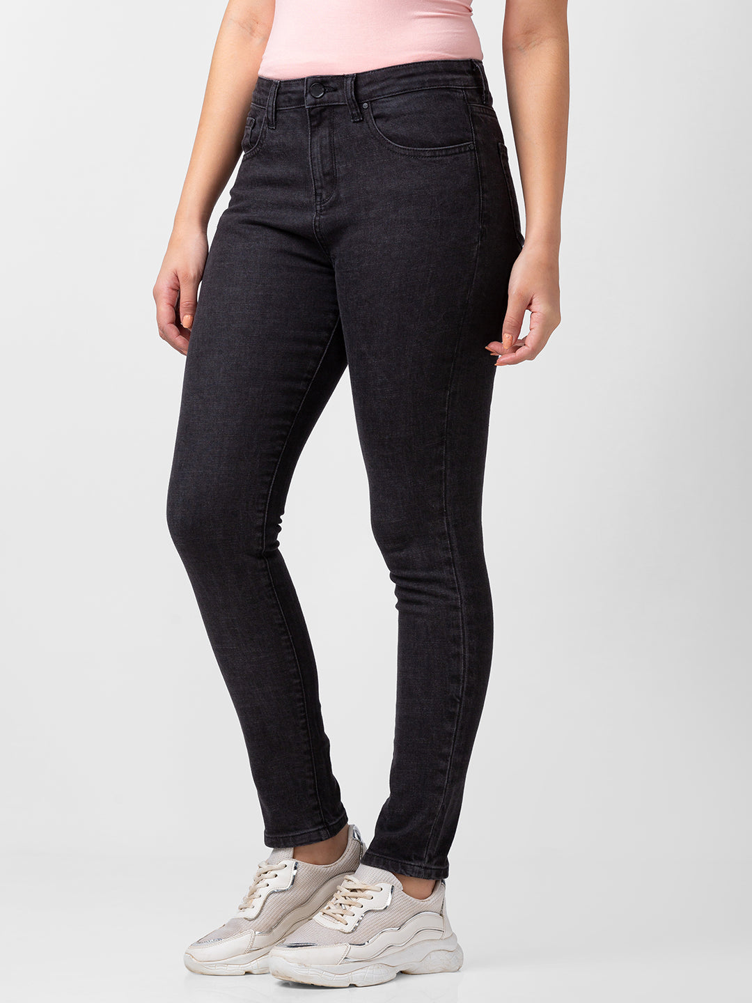 Spykar Women Black Lycra Skinny Fit Regular Length Jeans (Adora)