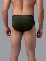 Men Premium Cotton Blend Olive Brief - (Pack Of 2)- Underjeans By Spykar