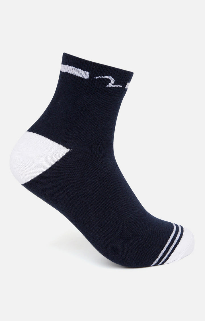 Spykar Navy & White Solid Ankle Length Socks