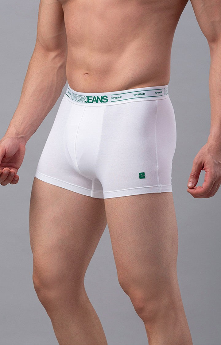 Underjeans By Spykar Men White Soild Trunks