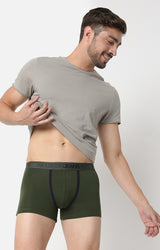 Men Premium Olive Cotton Trunk - Underjeans By Spykar