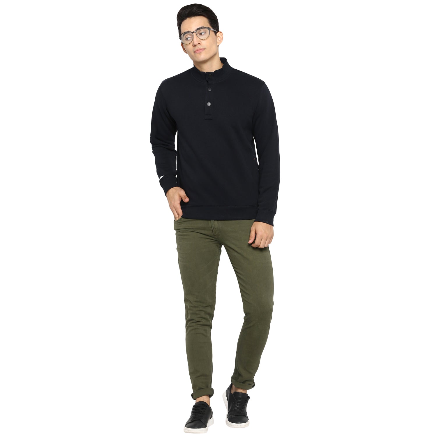 Spykar Blue Cotton Blend Sweatshirt For Men