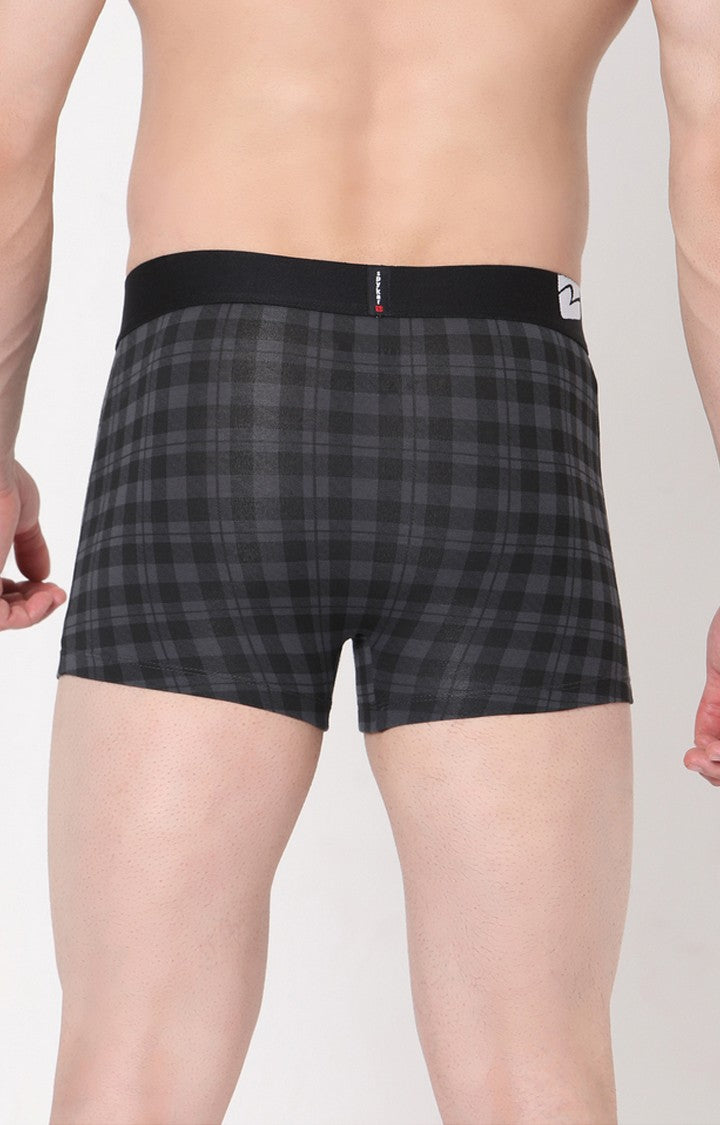 Black-Check Cotton Trunk for Men Premium- UnderJeans by Spykar