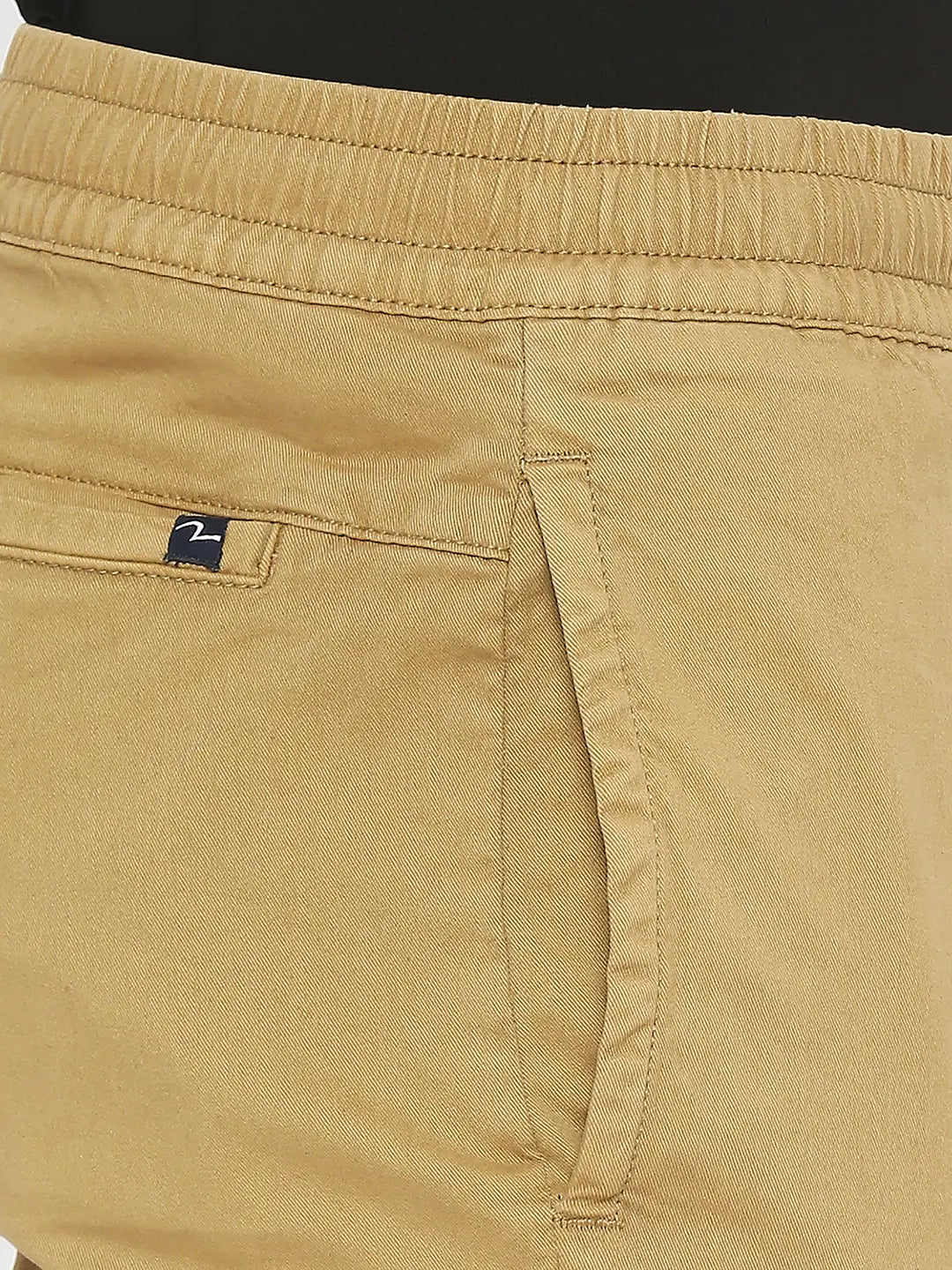Spykar Men Beige Lycra Slim Fit Ankle Length Plain Trousers