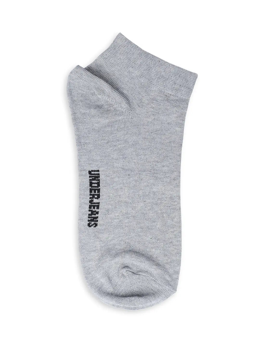 Men Grey Melange & Black Cotton Blend Sneaker Socks - Pack Of 2 - Underjeans by Spykar