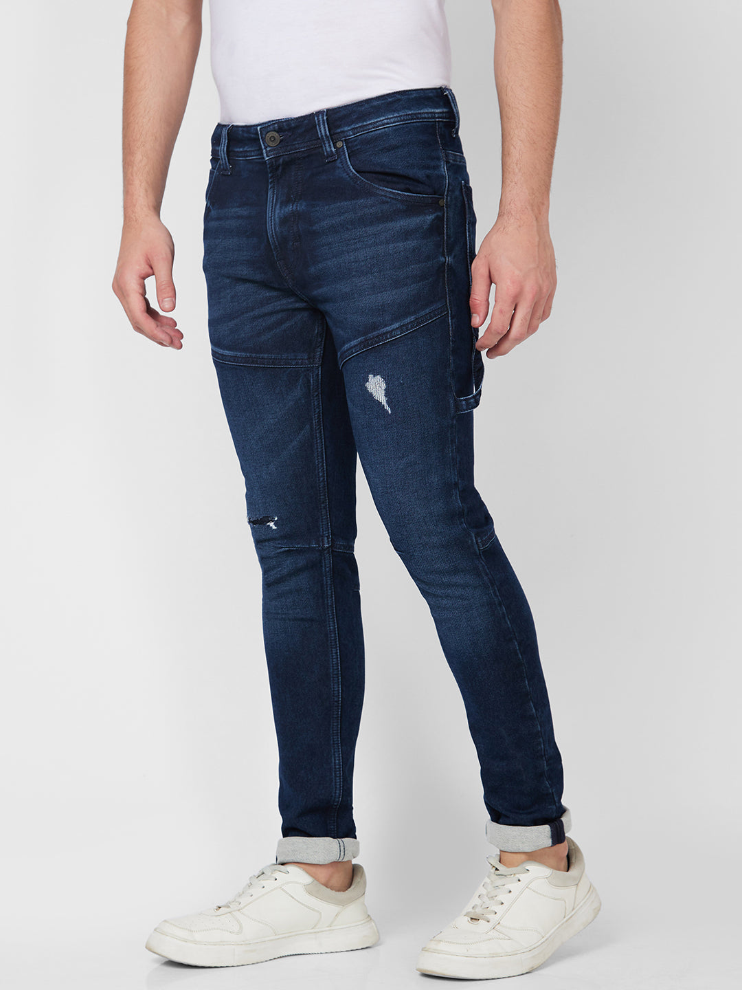 Spykar Mid Rise Regular Fit Blue Jeans For Men