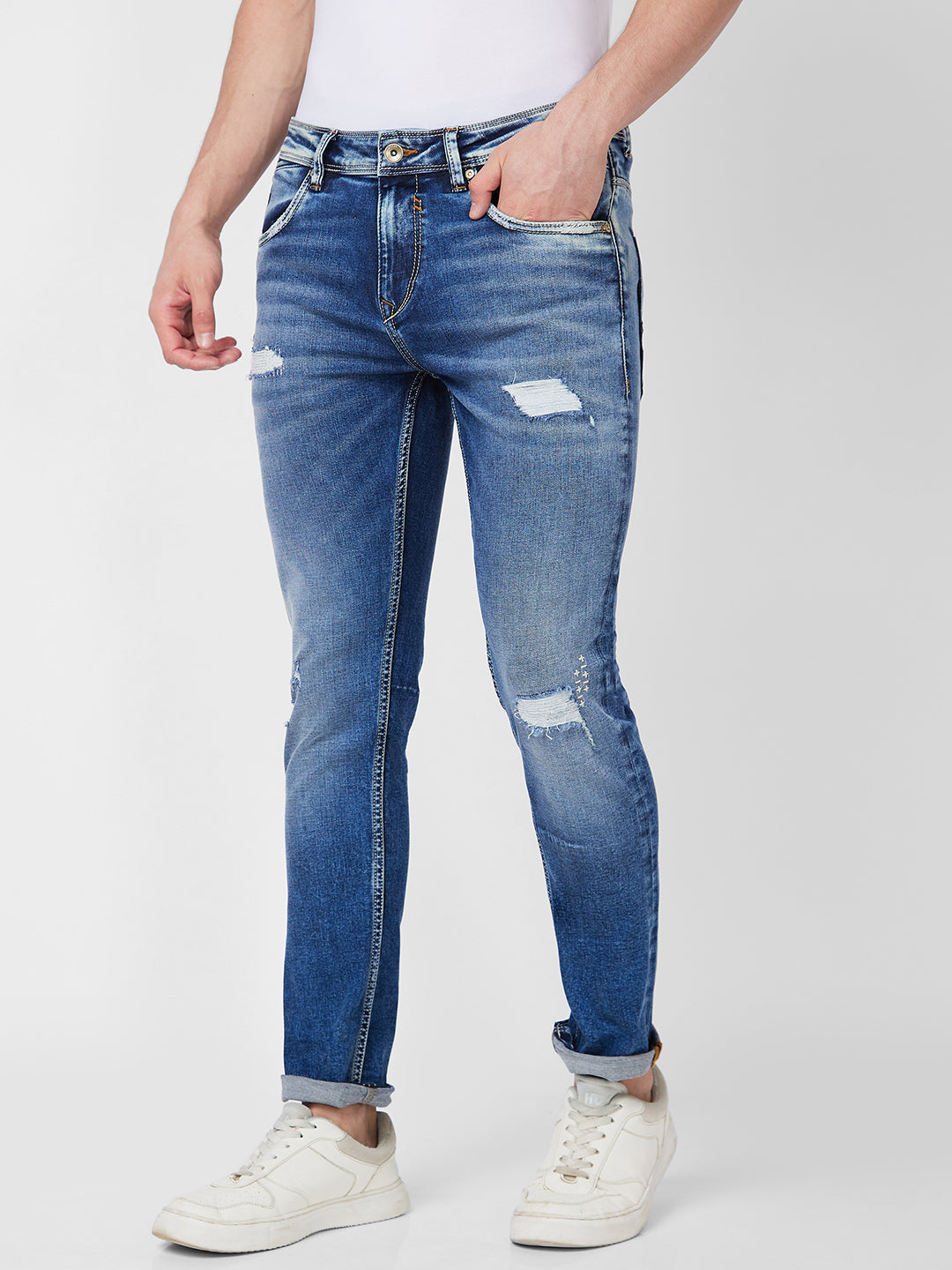 Spykar Low Rise Slim Fit Blue Jeans For Men