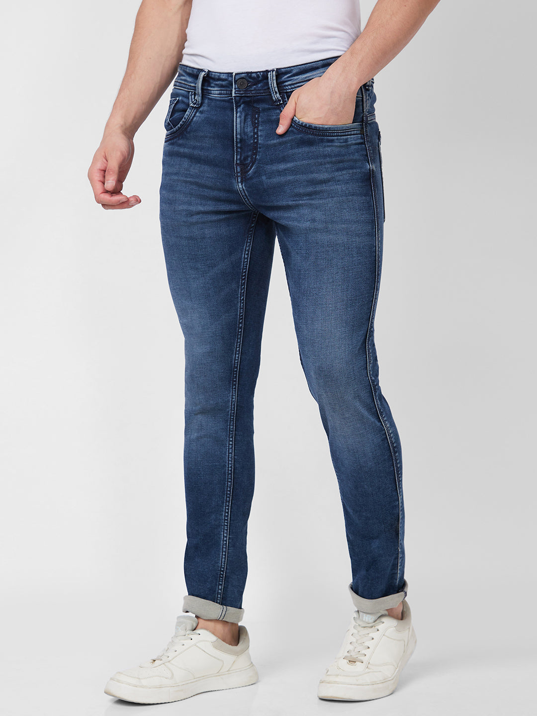 Spykar Low Rise Slim Fit Blue Jeans For Men