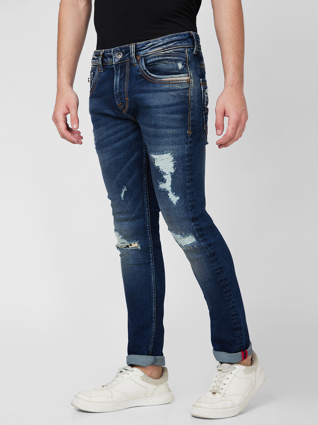 Spykar Low Rise Slim Fit Blue Jeans For Men