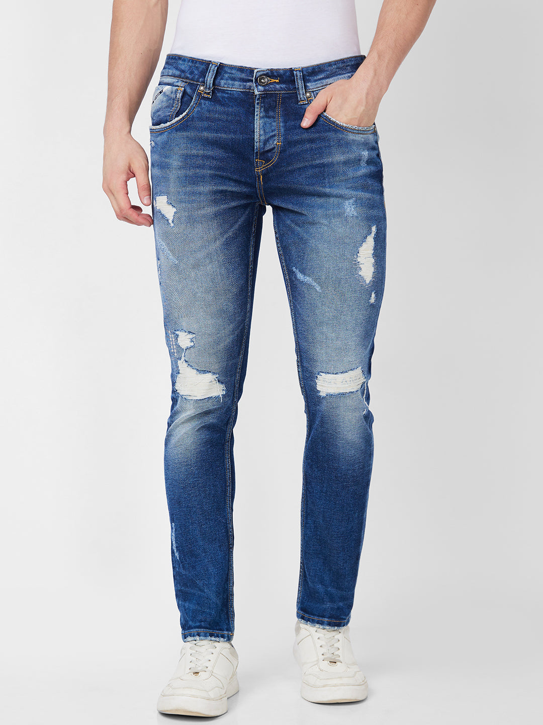 Spykar Low Rise Slim Fit Blue Jeans For Men