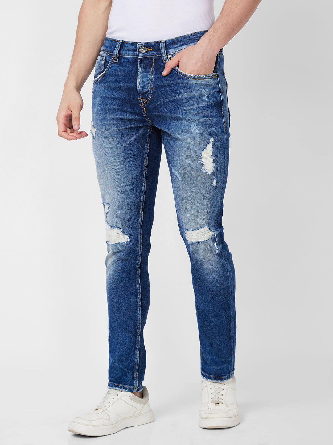 Spykar Low Rise Slim Fit Blue Jeans For Men