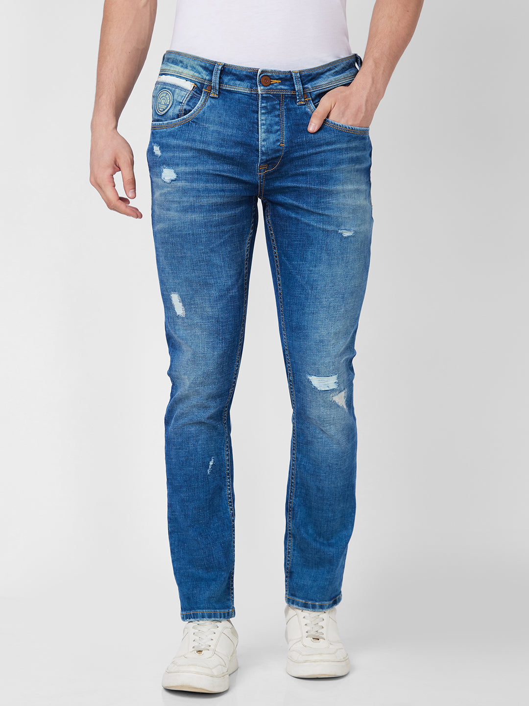 Spykar Low Rise Slim Fit Blue Jeans For Men