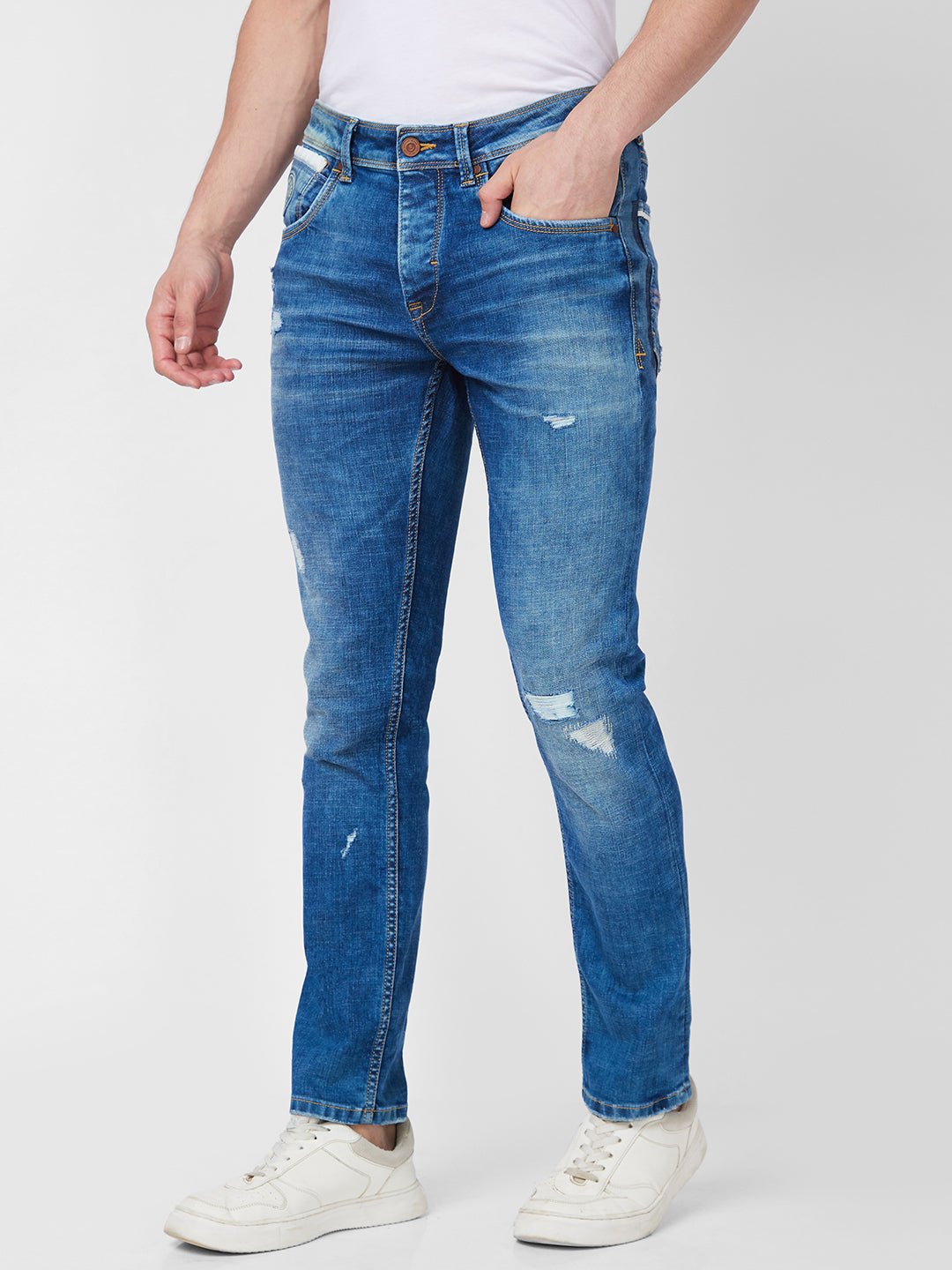 Spykar Low Rise Slim Fit Blue Jeans For Men