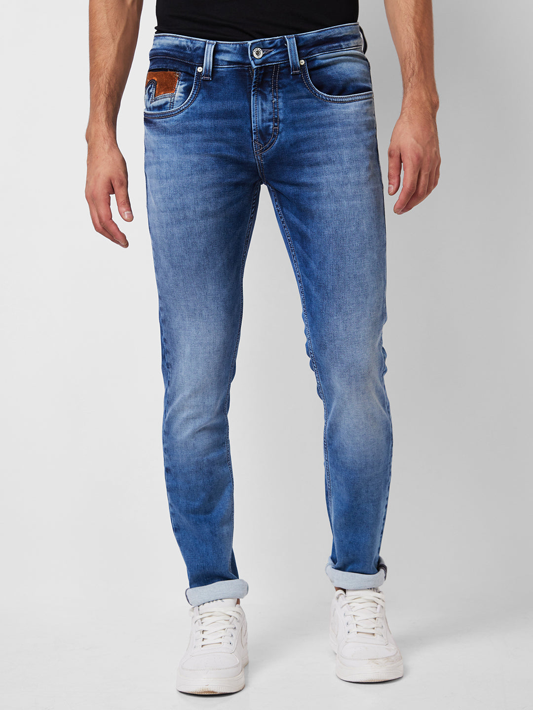 Spykar Low Rise Skinny Fit Blue Jeans For Men