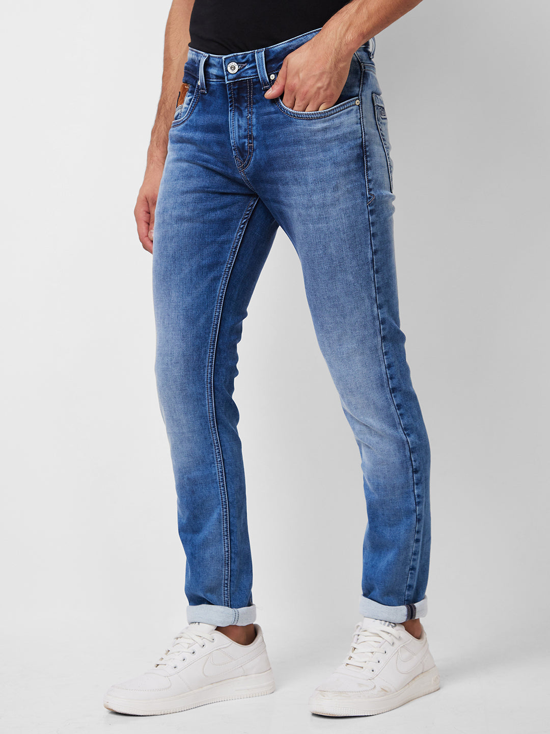 Spykar Low Rise Skinny Fit Blue Jeans For Men