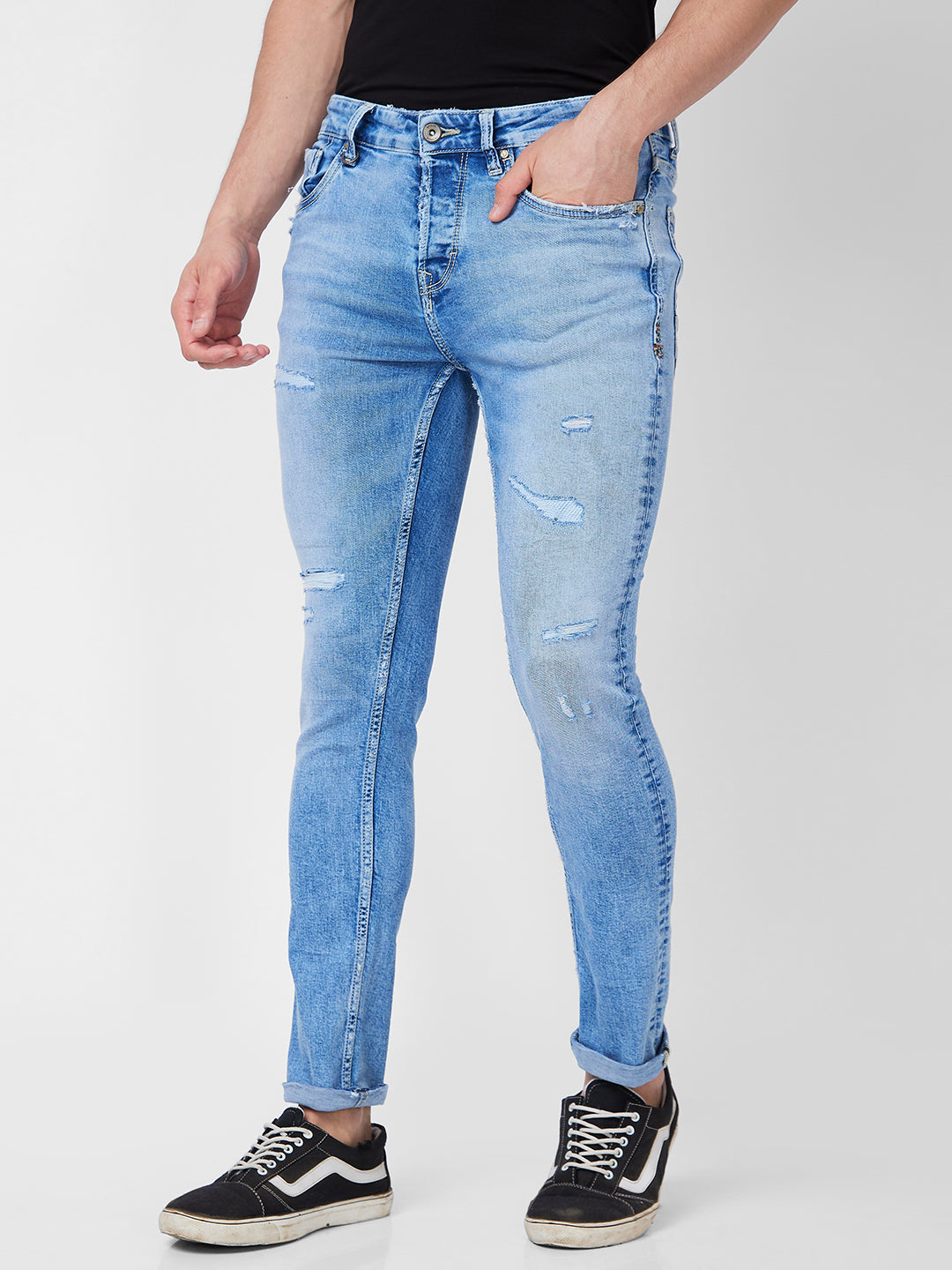 Spykar Low Rise Slim Fit Blue Jeans For Men