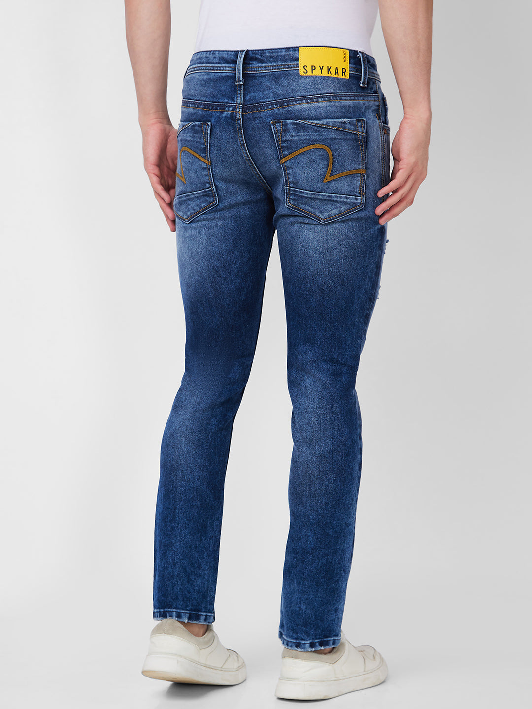 Spykar Mid Rise Regular Fit Blue Jeans For Men