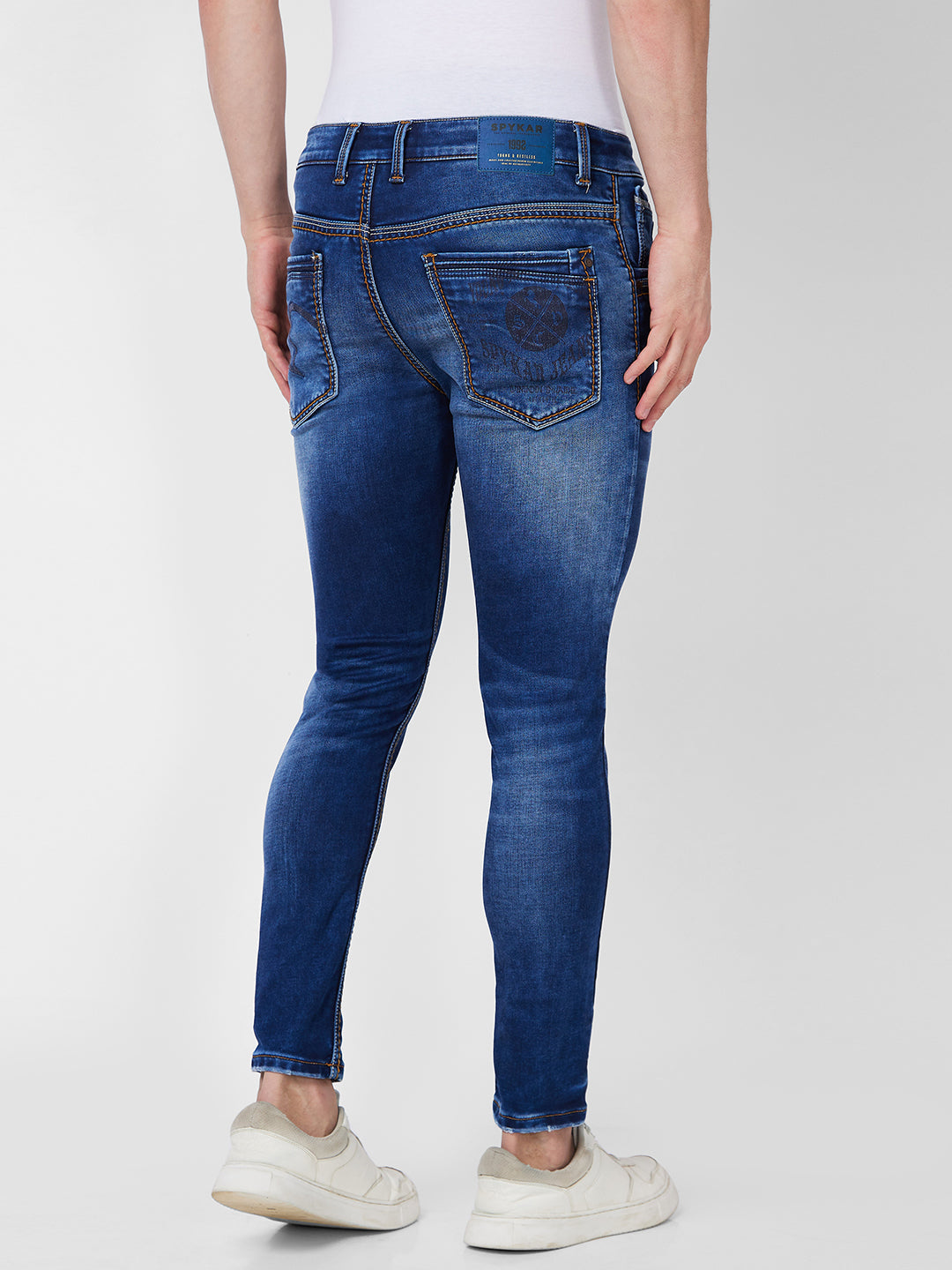 Spykar Mid Rise Regular Fit Blue Jeans For Men