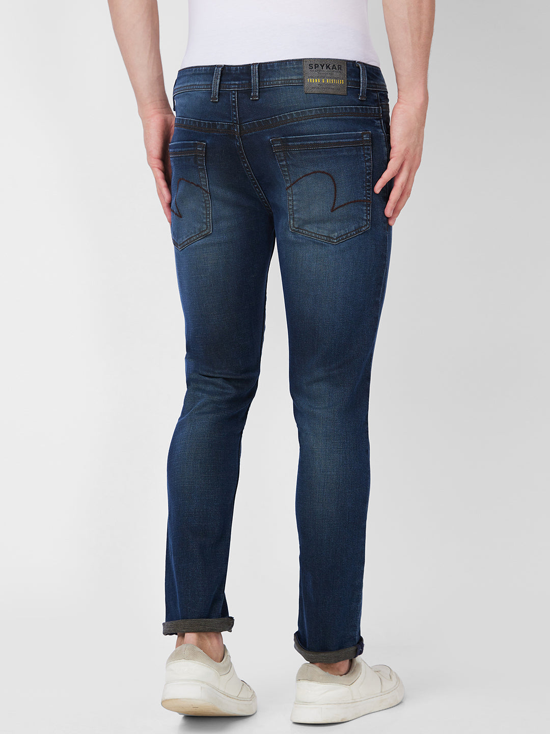 Spykar Mid Rise Regular Fit Blue Jeans For Men