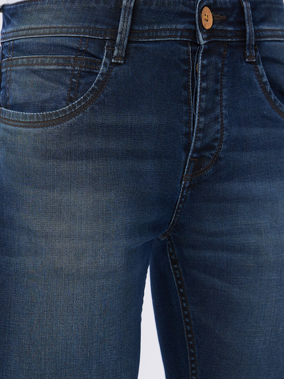 Spykar Mid Rise Regular Fit Blue Jeans For Men