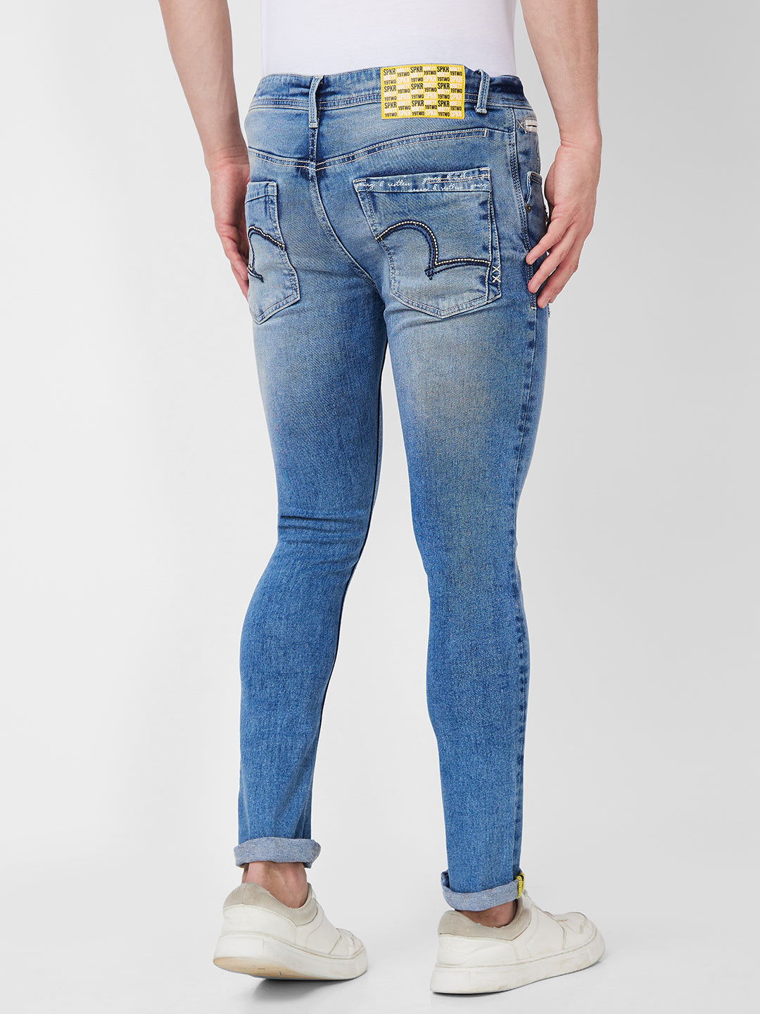 Spykar Mid Rise Regular Fit Blue Jeans For Men