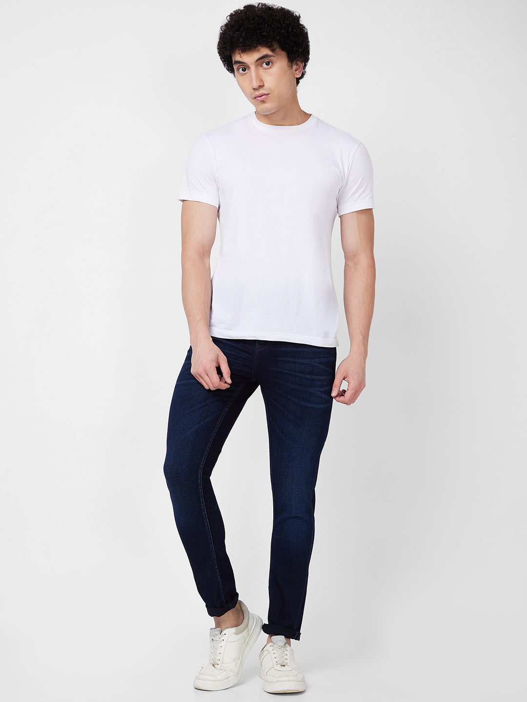 Spykar Mid Rise Regular Fit Blue Jeans For Men