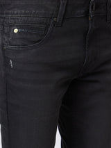Spykar Mid Rise Bootcut Fit Black Jeans For Men