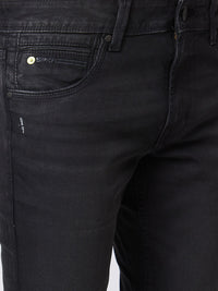 Spykar Mid Rise Bootcut Fit Black Jeans For Men