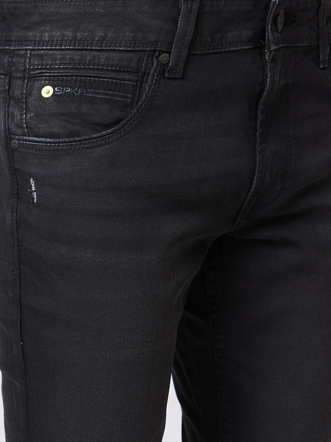 Spykar Mid Rise Bootcut Fit Black Jeans For Men