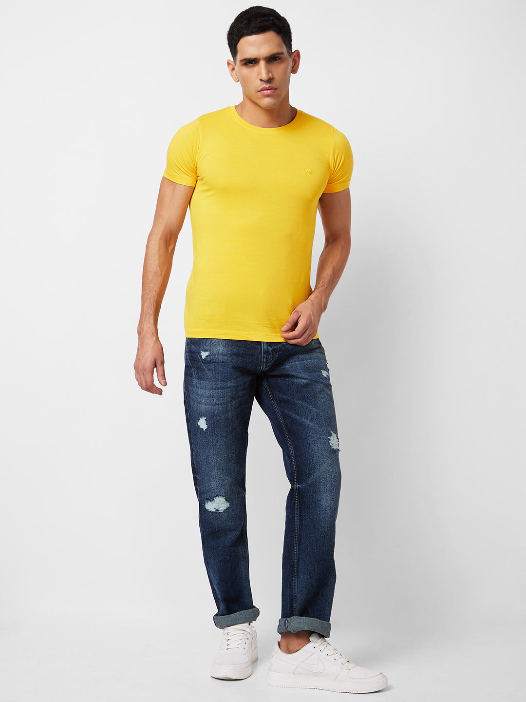 Spykar Mid Rise Comfort Fit Blue Jeans For Men