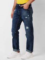 Spykar Mid Rise Comfort Fit Blue Jeans For Men