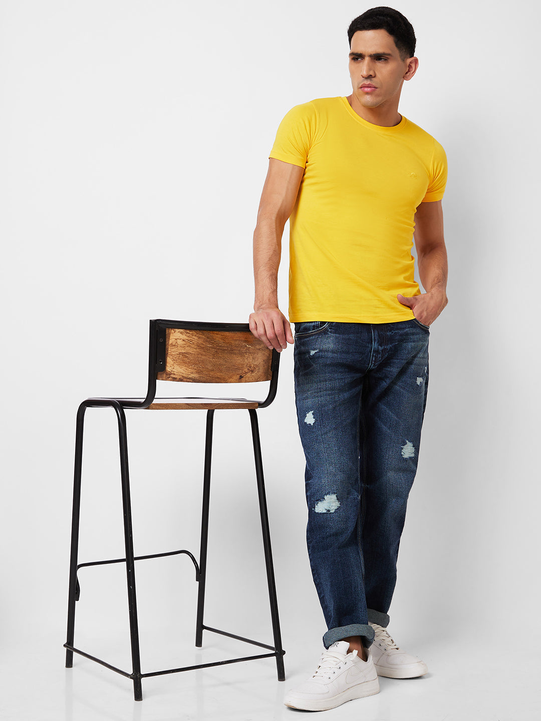 Spykar Mid Rise Comfort Fit Blue Jeans For Men